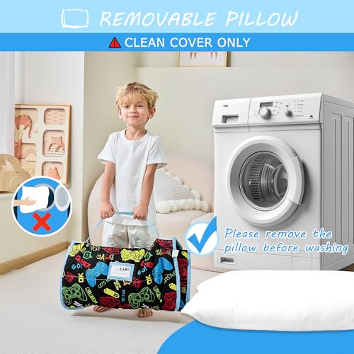 Image of Lasoftan Toddler Nap Mat with Pillow and Blanket, Extra Large Rolled Napping Mats,Slumber Bags for Boys Girls,Kids Sleeping Bag for Daycare, Preschool Travel Camping