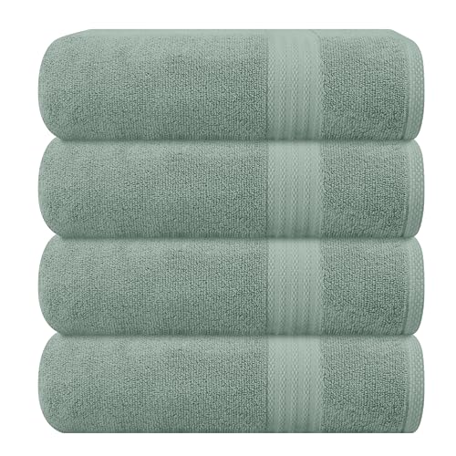 GLAMBURG Premium Cotton 4 Pack Bath Towel Set - 100% Pure Cotton - 4 Bath Towels 27x54 - Ideal for Everyday use - Ultra Soft & Highly Absorbent - Jade by GLAMBURG - Used condition - US$23.69