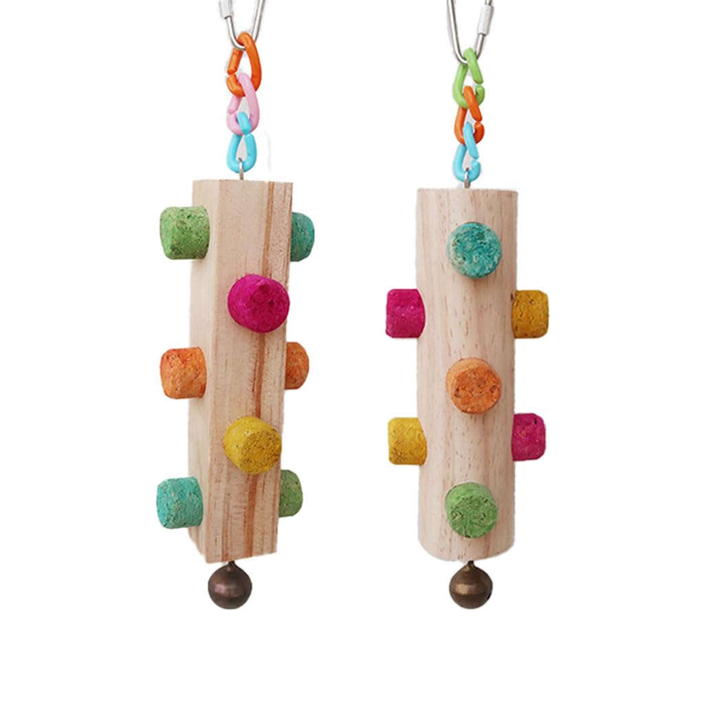 Wood Parrot Chew Toys,2 pcs Bird Cork Toys for Small Medium Large Birds Parrot,Woodpecker Feeding Toy for Macaws, Parakeets, Conures, Budgies, Finches Conure Cockatiel, Cockatoos etc - image 6