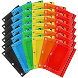 Gloween Pencil Pouch for 3 Ring Binder, 36 Pack Zipper Pencil Pouches/Case in Assorted Color, Durable Binder Pencil Pouch/Bag for Office School Supplies (6 Colors)