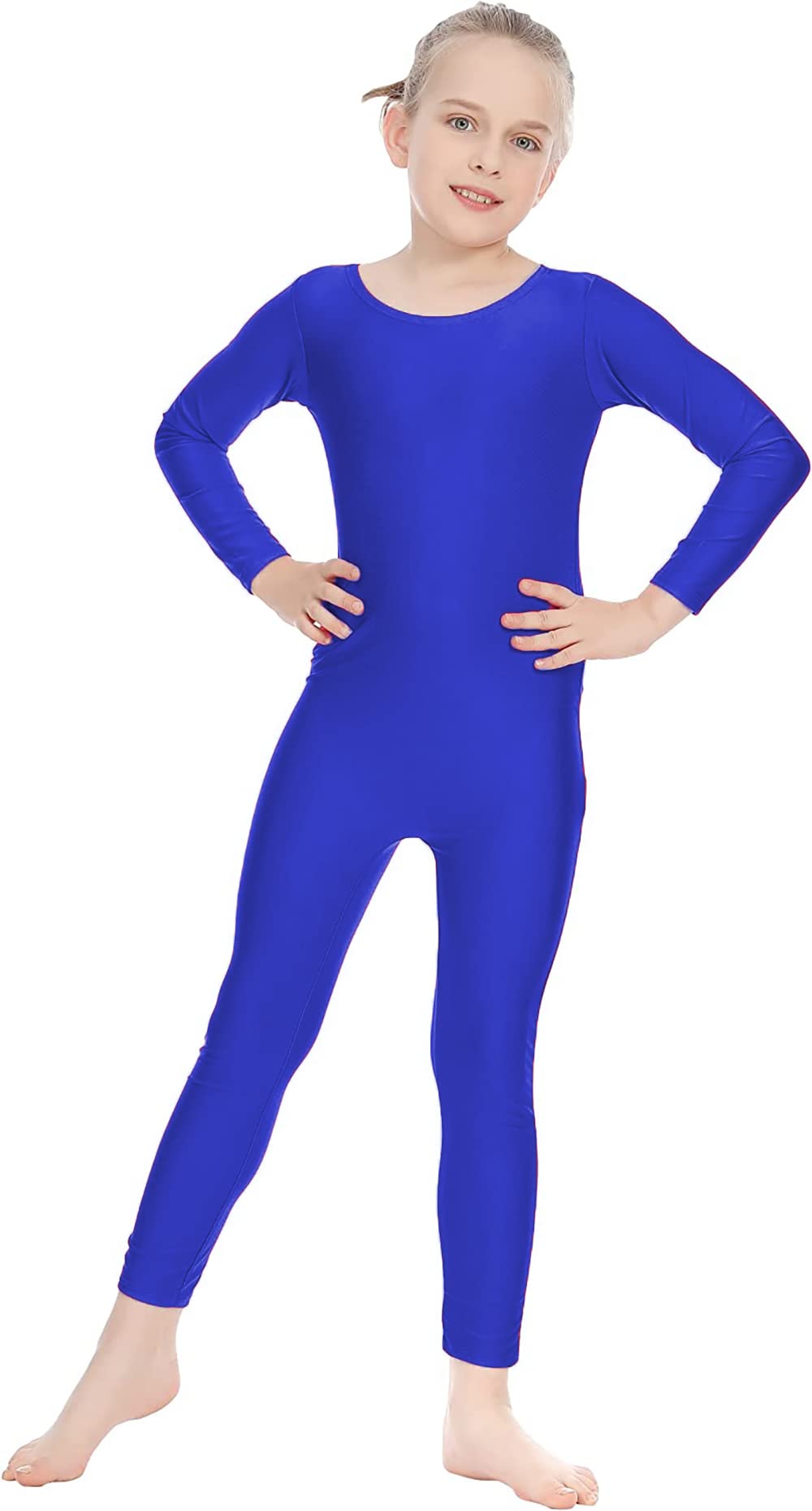 Carnavalife Bodies de Danza para Ballet, Mono de Manga Larga con Cremallera, Leotardo Body Nude para Gimnasia Deportiva Rítmica, Jumpsuit Niña Elástico Bailarina Yoga 1-12 años
