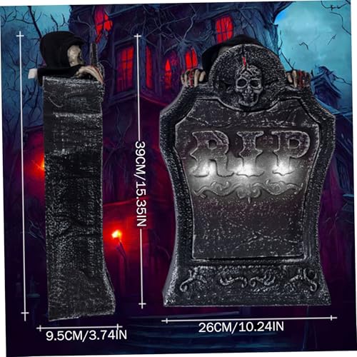 Halloween Tombstone Light-Up Scary Skull Voice-Activated Animatronic - Image 2