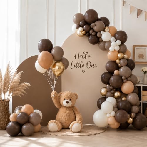 Image of Brown Balloons 12 Inch Dark Light Brown Coffee Tan Beige Gold Latex Balloon | Neutral Chocolate Sand White Balloon, Baby Shower, Bear Theme, Birthday Party Decorations, Western Cowboy Cowgirl Theme, Fall