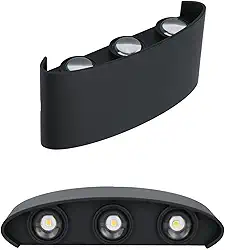 Arandela de Efeito Externa Interna Meia Lua LED 6W 6 Fachos PopSpot - Branco Quente 3000K - Preta | Luminária de Parede, Muro, Fachada