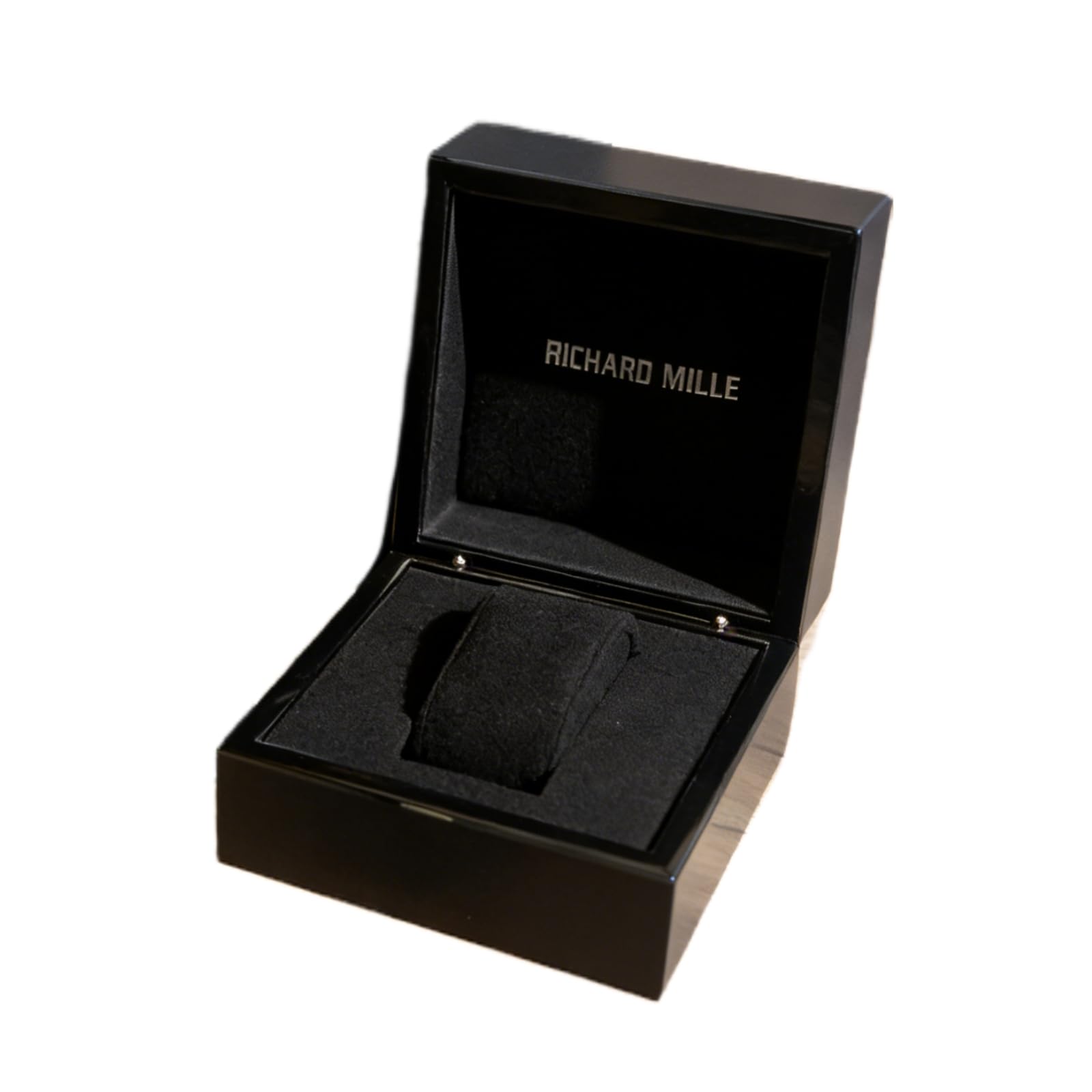 Boîte Montre Bois Laqué Noir Emplacement Unique Organisateur Cadeau Set Sac Manuel 14cm pour Richard Mille RM 055