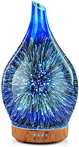 Porseme Essential Oil Diffuser 3D Glass Aromatherapy Ultrasonic Humidifier, Air Refresh Auto Shut-Off, Timer Setting, BPA Free for Home Hotel Yoga Leisure SPA Gift 100ml Last 4H