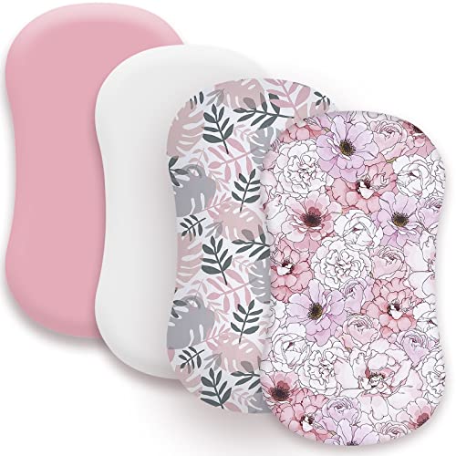 Image of AMROSE 4 Pack Heavenly Soft Bassinet Sheets for Baby Girls, Universal Fitted for Various Cradle and Bassinet Mattress Pad, Silk Touch Gentle Breathable Microfiber, Floral & Leaf