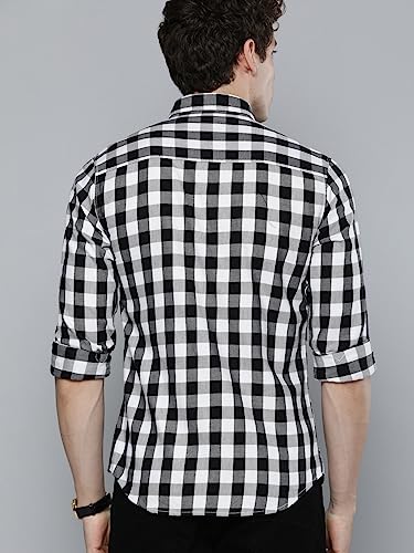 Image of The Indian Garage Co Men Slim Fit Checkered Full Sleeves Cutaway Collar Casual Shirt