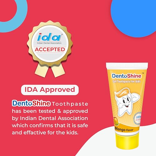 Image of DentoShine Gel Toothpaste for Kids | Pack of 3 (3, Mango) | IDA Accepted