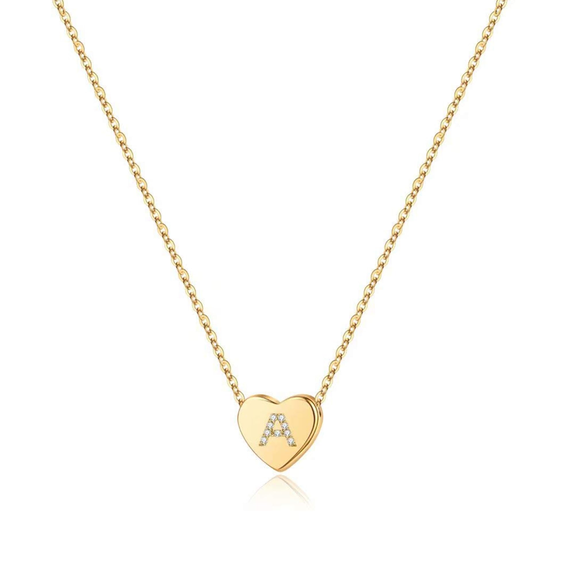 M MOOHAMInitial Heart Necklace for Girls Women, Dainty Cubic Zirconia Initial Heart Pendant Necklace for Women Girls Jewelry Gifts