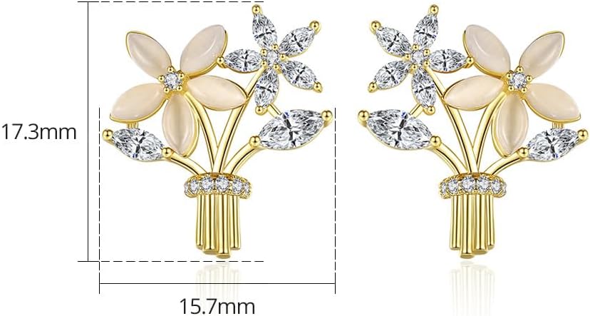 14K Gold D-color VVS1 Moissanite Earrings, Sweet Floral Bouquet Stud Earrings for Women - Image 2