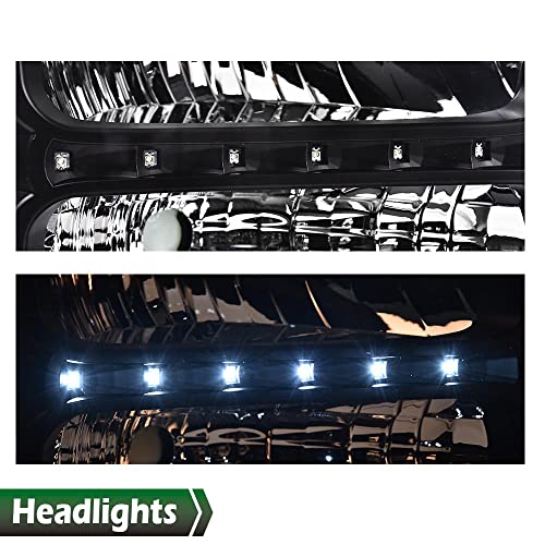 Image of GRAND ORANGE LED DRL Headlights Assembly, Compatible with 2005 2006 2007 Ford F250 F350 F450 F550 Super Duty bumper Headlamp, Amber Corner Headlight(Clear lens Black Housing Amber Reflector)