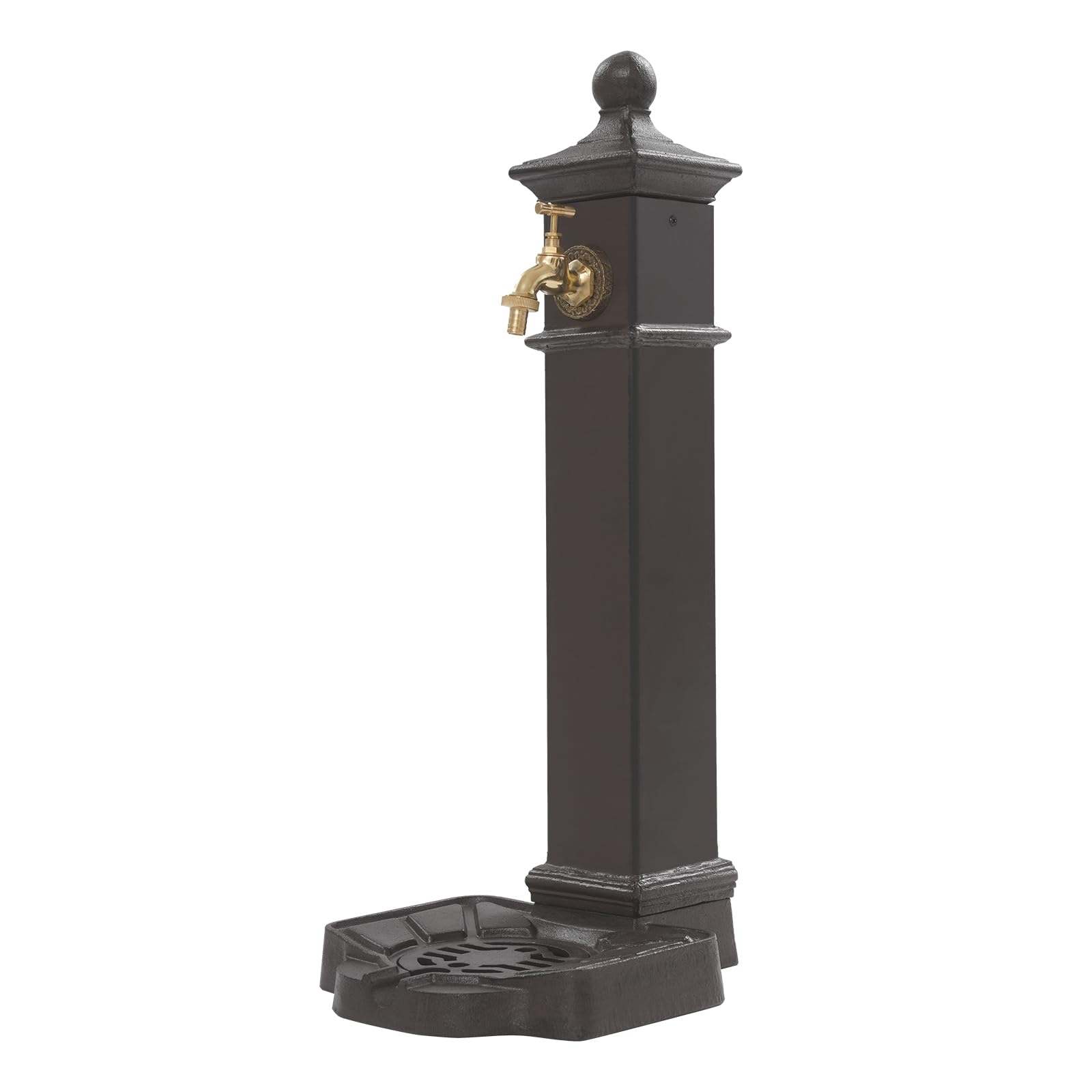 Colonna d'acqua marrone ruggine per esterni, con rubinetto, fondo autoportante, colonna d'acqua retrò, per giardino, fattoria, salice, cortile, 33 x 29,5 x 74 cm