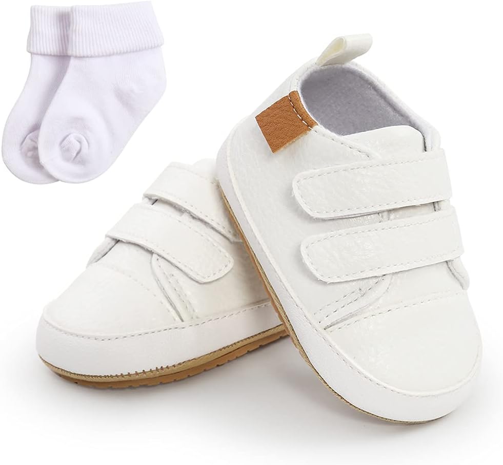 Baby Girls Boys Sneakers Toddler PU Leather First Walking Shoes Anti-Slip Inf...