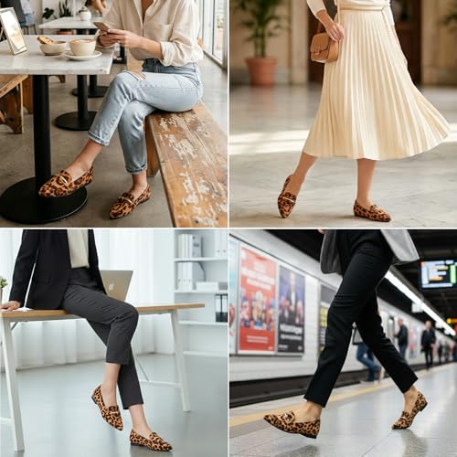 Image of MUSSHOE Loafers for Women Pointed Toe: Dressy Gold Bit Flats, Suede BusinessCasual Slip On Shoes for Office Work,Interview & Teacher