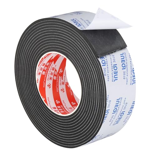 PATIKIL 5m/16.4ft Sealing Foam Tape, 50mm Wide 3mm Thick Single Sided Weather Stripping Door Furniture Seal Strip for Window Pipes Insulation, Black