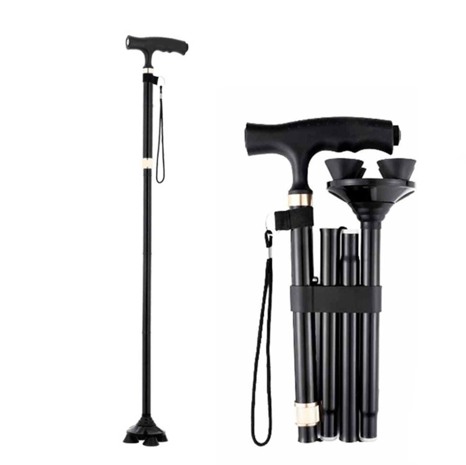 Stampelle multifunzione/bastone da passeggio, 5 fermate regolabili in altezza, stampelle ergonomiche sull'avambraccio, stampella pieghevole, antiscivolo leggero, regali per genitori e madri