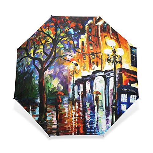 Baihuishop Windproof Golf Umbrella, Compact For Travel By Easy Carrying Sports Rain Umbrella - Strong Frame Unbreakable Tardis Painting Pattern #TOP12