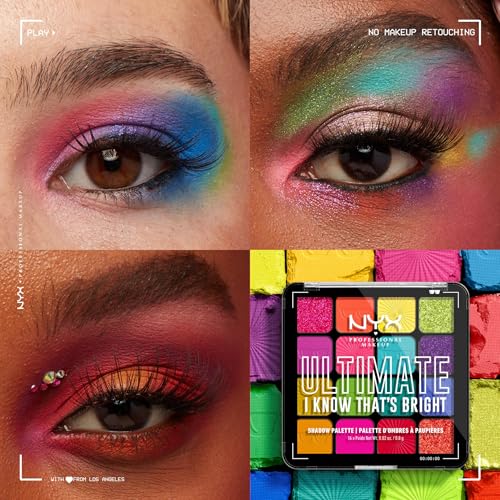 NYX Professional Makeup Palette de Fards à Paupières Ultimate Shadow 16 couleurs Finition et Longue Durée Formule Vegan Sans Ingrédients d'Origine Animale ou Dérivé I Know That' Bright - vue 2