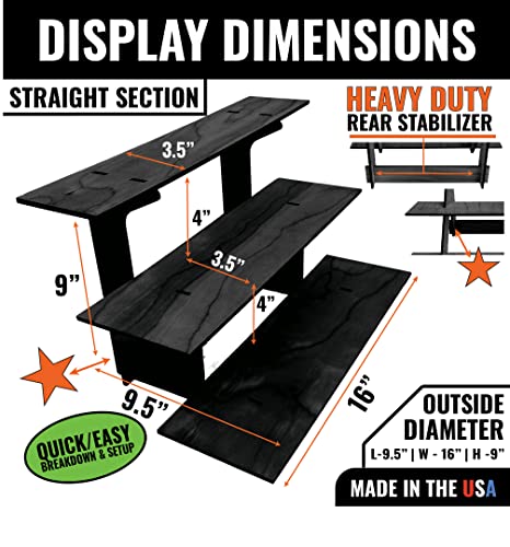 Torched 3-Tier Ebony Straight Retail Table Display Stand With Shelves For Products - Portable | 3 Step Straight Display Rack For Retail Table Top, Counter Top, Craft Shows, Farmers Market, Tradeshows #TOP1