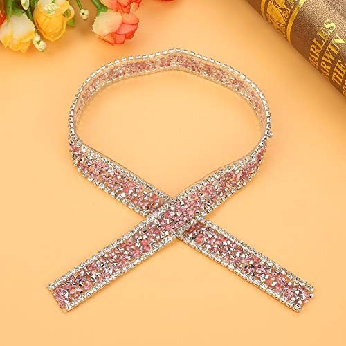 Vista 7 de Cinta de malla con diamantes de imitación, cinta acrílica plateada para bodas, pasteles, decoraciones de jarrones, suministros de fiesta Pink