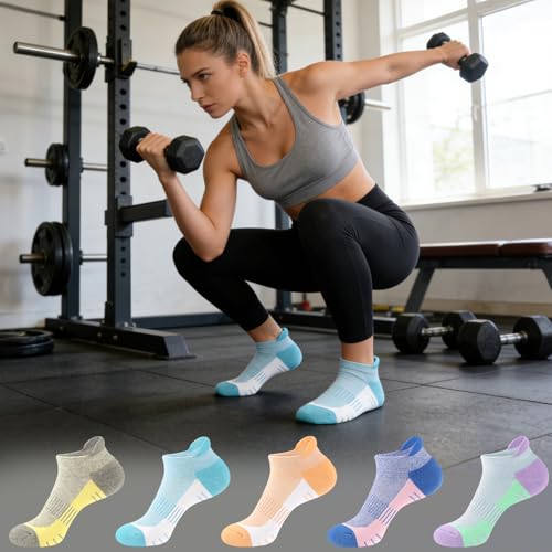 Image of cuangya Ankle Socks for Women - Athletic Low Cut Running Cushioned Socks (3-5 Pairs)