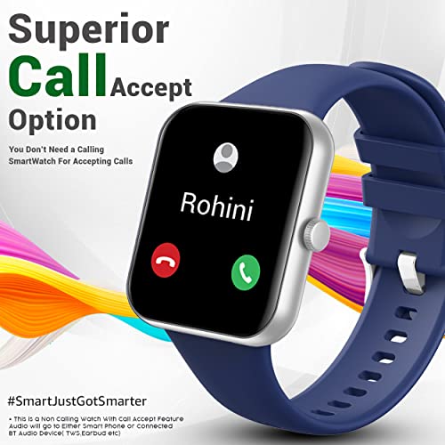 Image of Maxima New Samurai Smartwatch 1.85 inch, 1st Time Call Accept Feature, Hindi Language Support, 600Nits Brightness, Longer Battery, in-App GPS,100+ Watch Faces, Multisport Modes,HR /SpO2 (Silver Blue)