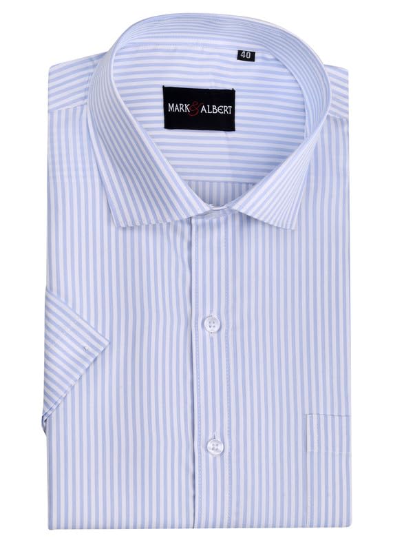 MARK & ALBERT Men’s Striped Half Sleeves Regular Fit Shirt | Stretchable Fabric