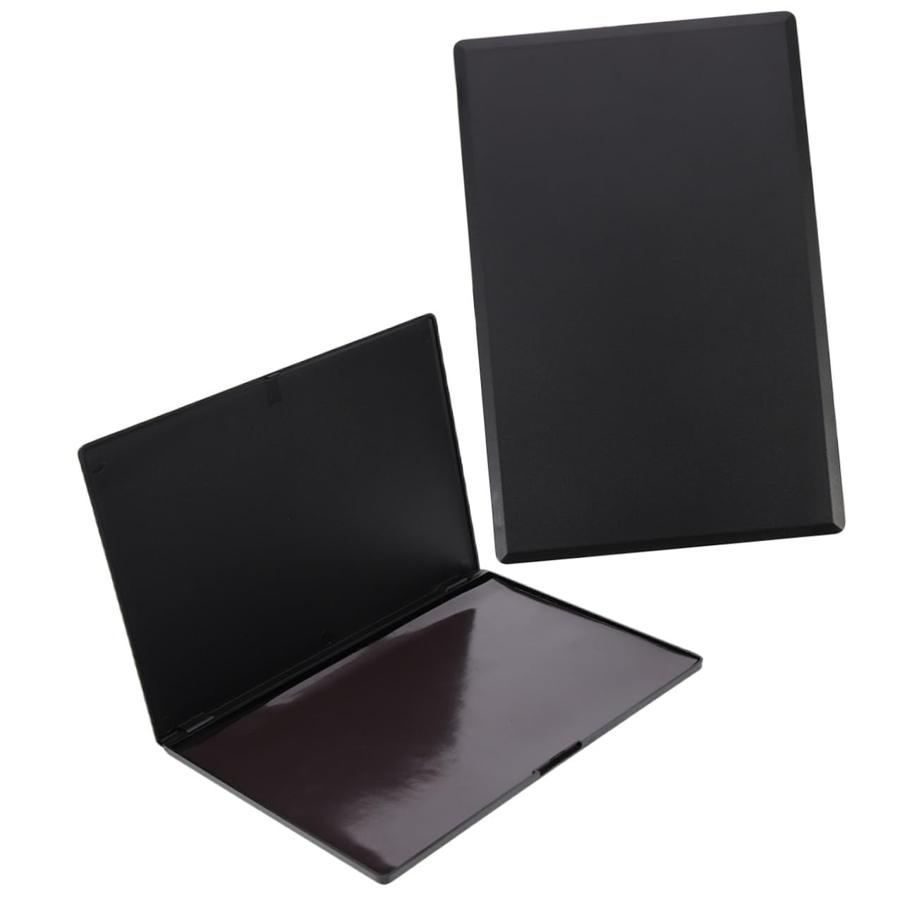 Paleta de Sombras de Ojos Vacía Grande 2 Piezas Abs Negra Portátil | Bandeja Magnética para Maquillaje Diy, Ligera y Resistente al Desgaste, Organiza Distintos Cosméticos