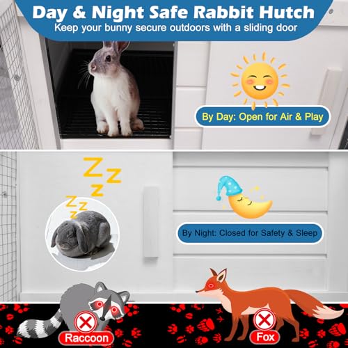 Image of Rabbit Hutch Indoor Outdoor Bunny Cage Small Chicken Coop Asphalt Roof