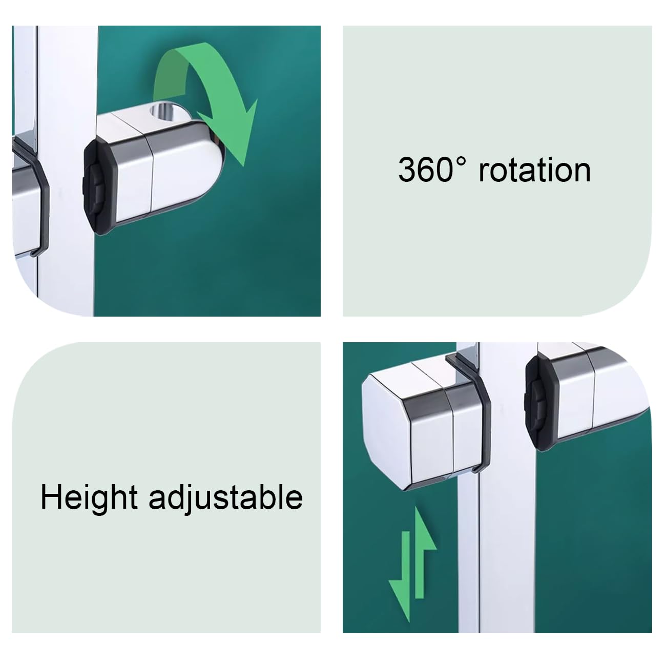 Shower Head Holder for 18mm Width Riser Rail, Adjustable Shower Rail Rod Clamp Holder Bracket - Image 3