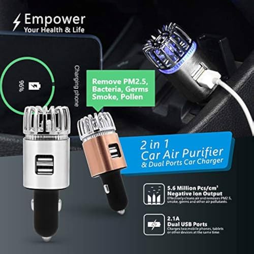 NuAge Health Cars Air Purifier Ionizer with Dual USB Charger - Image 5