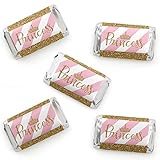 Little Princess Crown - Mini Candy Bar Wrapper Stickers - Pink and Gold Princess Baby Shower or...