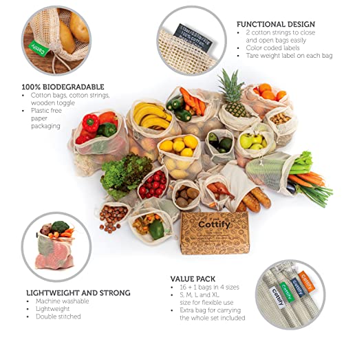 17 Reusable Cotton Mesh Bags