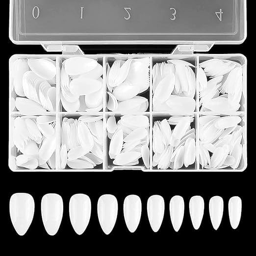 Expesia100pcs/Pack False Nails Tips Full Cover ALMOND Fake Nails Press on Soak Off Nail Tips Short for Women Nail(ALMOND SHAPE)-image-47
