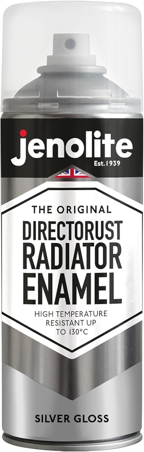 JENOLITE Directorust Radiator Enamel Spray Paint | SILVER | Gloss Finish | Resistant to 130ºC | Durable, Scuff Resistant, Non-Yellowing Radiator Paint | No Primer Needed | 400ml