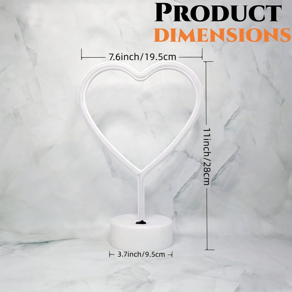 LOVE Heart Shaped Neon Night Light - USB/Battery Operated, Switch Control Desk Lamp for Bedroom Living Room Decor Gift ,Valentine's Day Wedding Party Decor Gifts for Women Friends Kids (Pink)