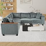 Kvutx 97” Modular Sectional Sofa Corduroy Couch Sectional with 2 Pillows Oversized Sectional Sofa L Shaped Couch Armrests with Two Hidden Storage Space Sectional Couches for Living Room Grey