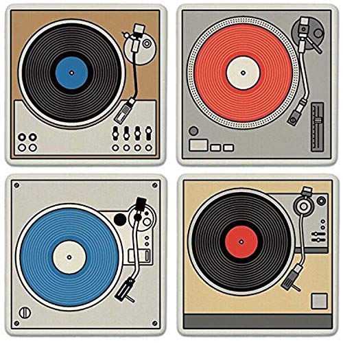 CoasterStone Absorbent Coasters (Set of 4), Turntables, 4-1/4"