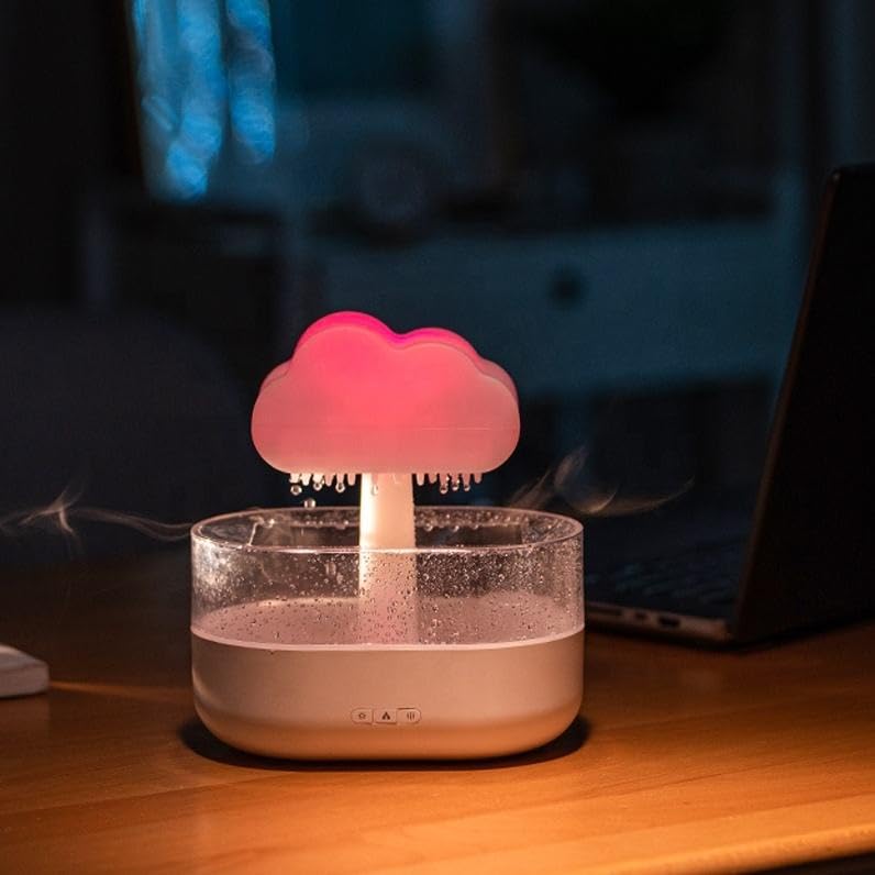 DEVIANT Rain Cloud Humidifier with 7 Color LED Night Light | Realistic Rain Sound Simulator | Auto Shut-Off | 200ml Water Tank for Babies, Bedroom, Office & Gift Home Decor Essential Oil Diffuser
