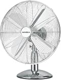 Senelux   Ventilateur de table en chrome 30 cm (12 pouces), 3 vitesses, fonctionnement silencieux, oscillant, base haute résistance, ventilateur de bureau/table de chevet, design rétro en chrome, idéa