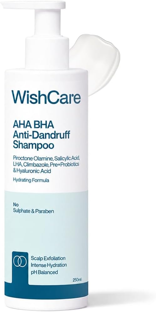 WishCare Hydrating AHA BHA Anti Dandruff Shampoo For Women & Men- Piroctone O...