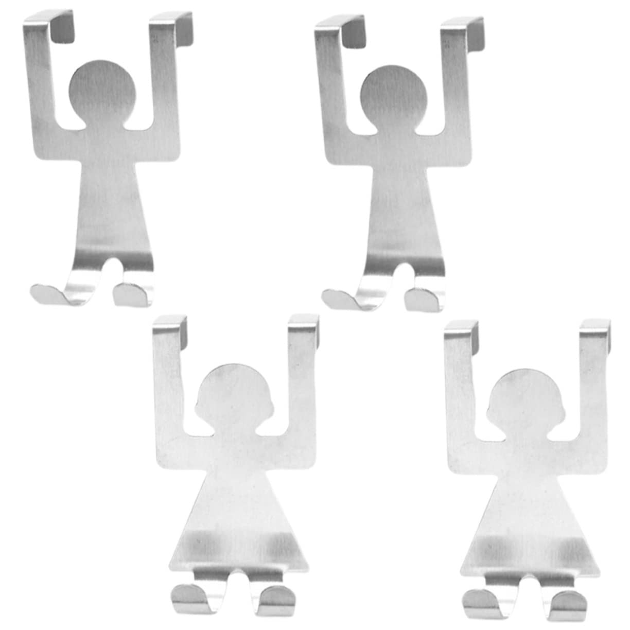 Cabilock 4pcs Stainless Steel People Shape Hooks Door Mount Coat Hat Holder for Organized Spaces Creative Design for Cabinets No Drilling Needed Reusable Hangers