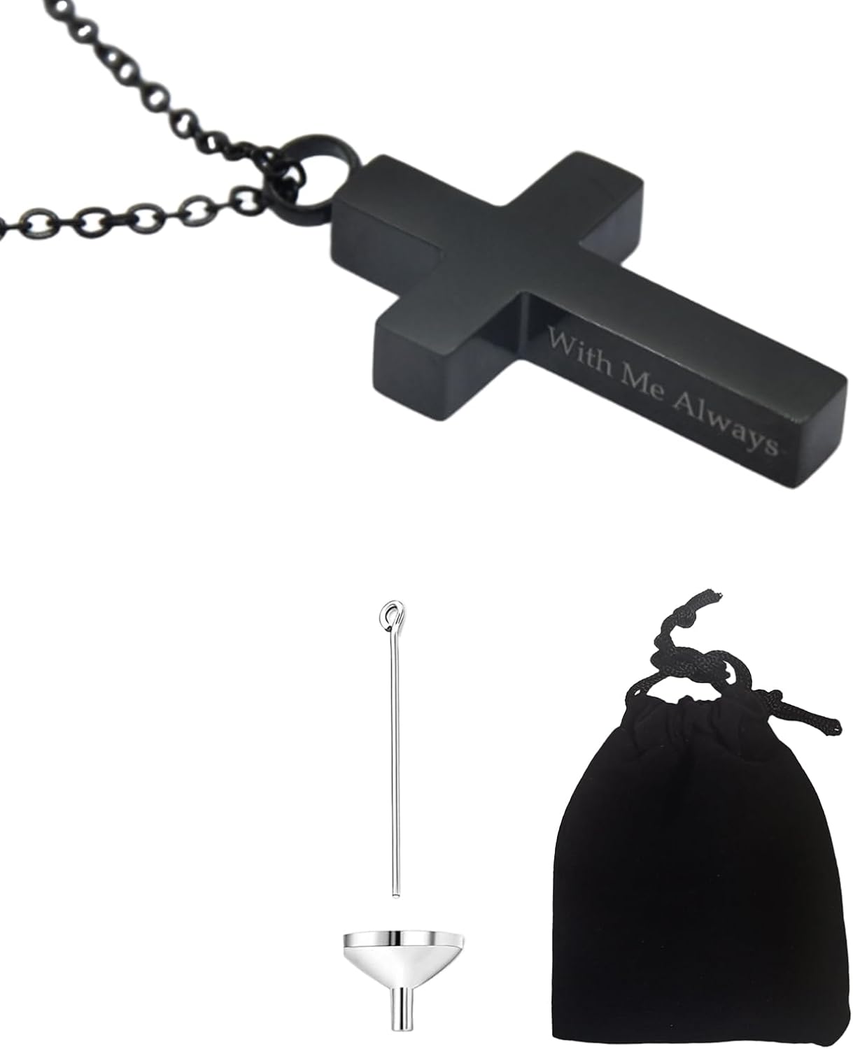 Cross Urn Necklaces for Ashes Cremation Jewelry Necklace for Men to Hold Ash of Loved One Holder Collar That Humanas Ashes Memorial Pendant for Men