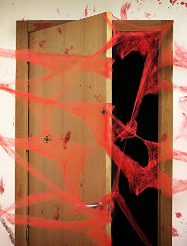 ATOSA teia de aranha vermelha com 2 aranhas pretas 20 g para decorações de terror
