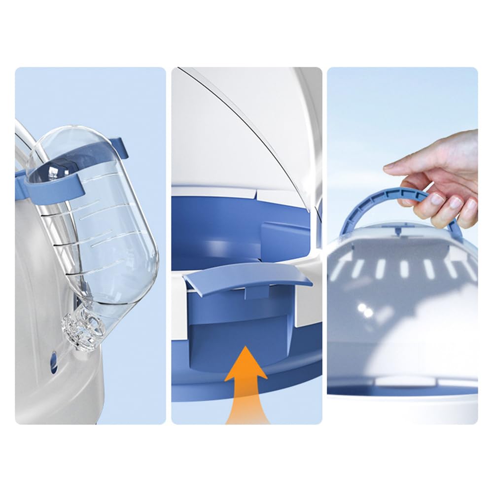Hamster-Transportkäfig, tragbarer Mäuse-Reisekoffer, Kunststoff-Kleintier-Transportkäfig, Ratten-Transportkäfig mit Wasserflasche für Kleintiere, Rennmäuse, Mäuse, Zwerghamster – Blau