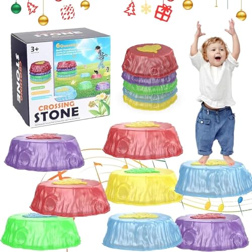Light up Stepping Stones for Kids, Light up Musical Stepping Stones, Light up Stepping Stones for Toddlers, Light Up Musical Stepping Stones for Kids,Non-slip Balance Stepping Stones Kids (6Pcs)