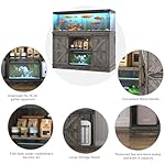 Farmhouse 55-75 Gallon Fish Tank Stand with Power Outlet, Aquarium Stand with Cabinet&Sliding Barn Door, Heavy Duty Reptile Tank Stand for 2 Fish Tank/Turtle Tank/Reptile Terrarium, Grey - Image 4