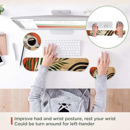 Image of Gimars Enlarge Silky and Superfine Fabric Gel Memory Foam Keyboard Wrist Rest Set, Ergonomic Keyboard Mouse Wrist Support for Typing Pain Relief, Comfort for Office, Gaming, Computer-Morandi Orange