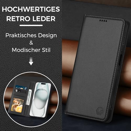 Kirnntca Handyhülle für iPhone 15 Hülle, Kartenfach Premium PU Leder Klapphülle Schutzhülle… – Ansicht 2